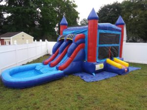 blue dual lane combo bounce house